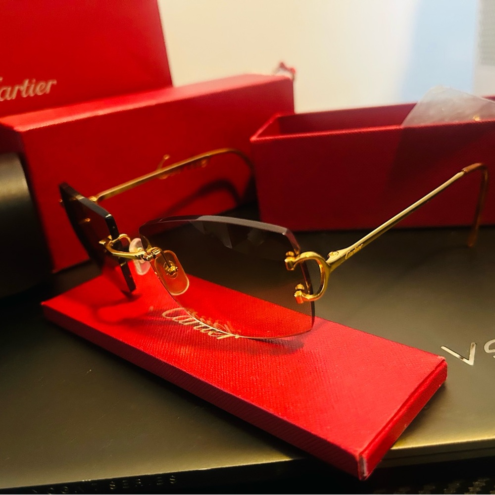 Cartier Gold Rimless Sunglasses